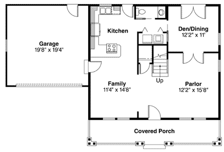 Bungalow, Craftsman House Plan 69118 with 3 Beds, 2 Baths, 2 Car Garage First Level Plan