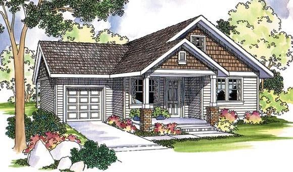 Country, Craftsman, Farmhouse, Narrow Lot, Traditional House Plan 69124 with 3 Beds, 2 Baths, 1 Car Garage Elevation