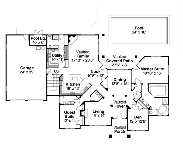 House Plan 69133 - Tudor Style with 4159 Sq Ft, 4 Bed, 2 Bath, 2