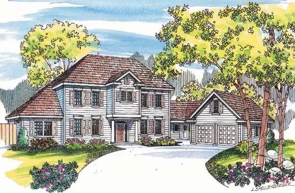 Colonial, Southern House Plan 69136 with 6 Beds, 5 Baths Elevation