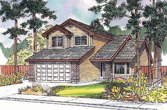 Contemporary, Traditional House Plan 69142 with 3 Beds, 3 Baths, 2 Car Garage Elevation