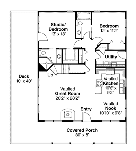 Cabin, Country House Plan 69144 with 3 Beds, 3 Baths First Level Plan