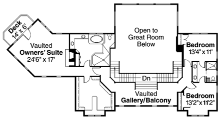 Bungalow, Cape Cod, Country, Craftsman House Plan 69156 with 4 Beds, 5 Baths, 3 Car Garage Second Level Plan