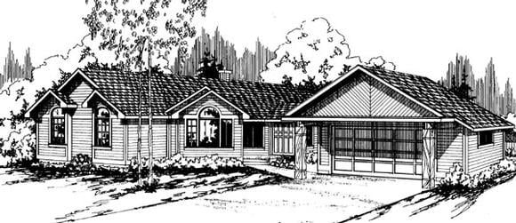 Ranch, Traditional House Plan 69184 with 3 Beds, 2.5 Baths, 2 Car Garage Elevation