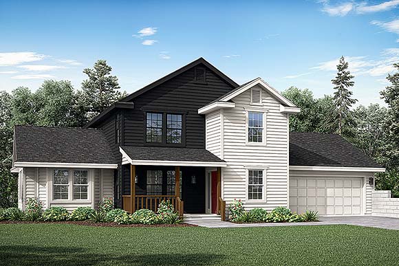 Country, Farmhouse House Plan 69227 with 3 Beds, 2.5 Baths, 2 Car Garage Elevation