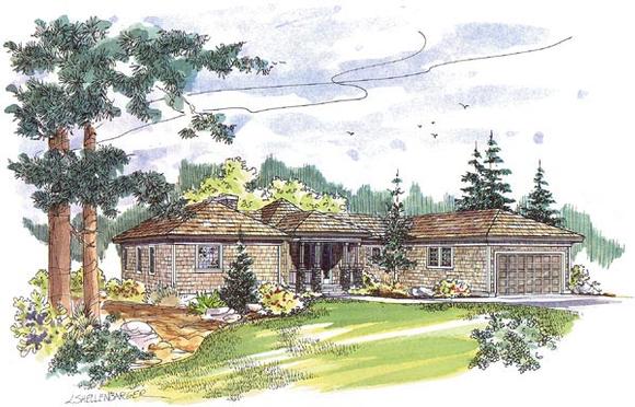 Contemporary, Craftsman, One-Story, Ranch House Plan 69230 with 3 Beds, 2 Baths, 2 Car Garage Elevation