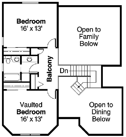 Country, Farmhouse House Plan 69234 with 3 Beds, 2.5 Baths, 3 Car Garage Second Level Plan