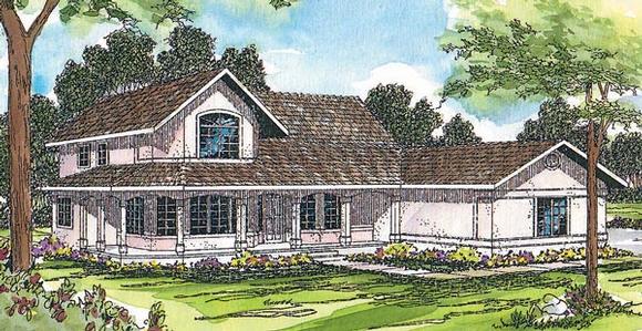 Country, Farmhouse House Plan 69234 with 3 Beds, 2.5 Baths, 3 Car Garage Elevation