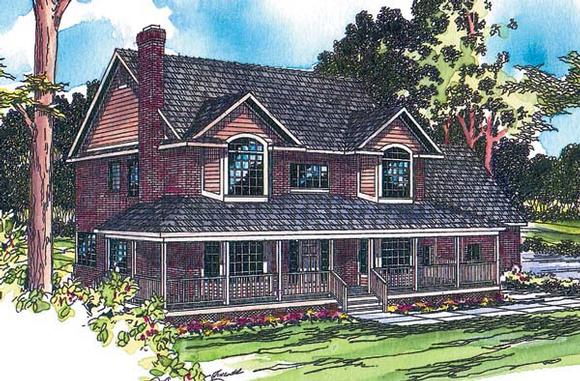 Country, Farmhouse House Plan 69250 with 5 Beds, 2.5 Baths, 2 Car Garage Elevation