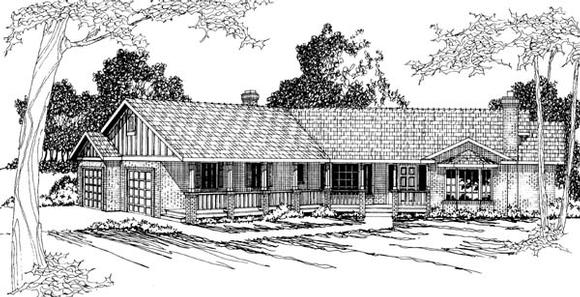 One-Story, Ranch House Plan 69260 with 4 Beds, 3 Baths, 2 Car Garage Elevation