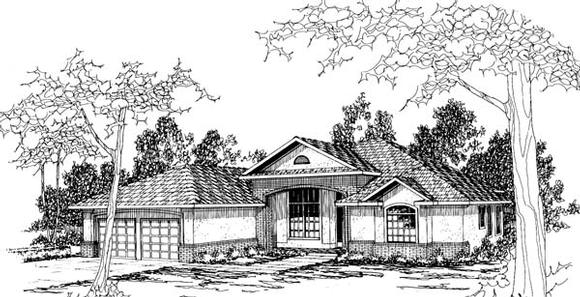 Traditional House Plan 69273 with 4 Beds, 3 Baths, 2 Car Garage Elevation