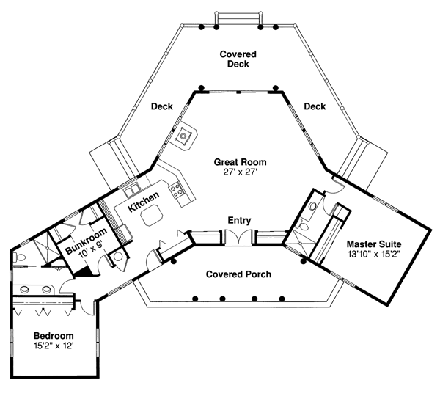 Craftsman House Plan 69278 with 3 Beds, 2 Baths, 2 Car Garage First Level Plan