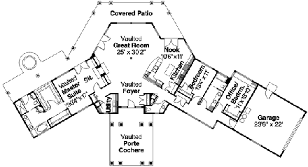 Craftsman, One-Story House Plan 69295 with 3 Beds, 2.5 Baths, 2 Car Garage First Level Plan