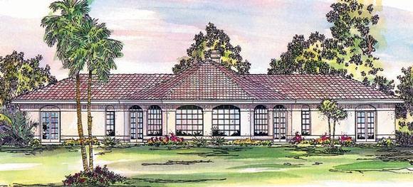 Mediterranean, One-Story, Ranch House Plan 69326 with 2 Beds, 2.5 Baths Elevation