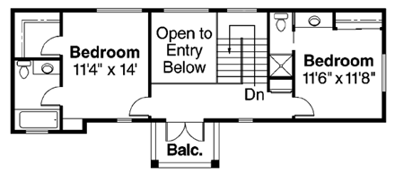 Contemporary, Florida, Mediterranean, Southwest House Plan 69345 with 3 Beds, 3.5 Baths, 2 Car Garage Second Level Plan