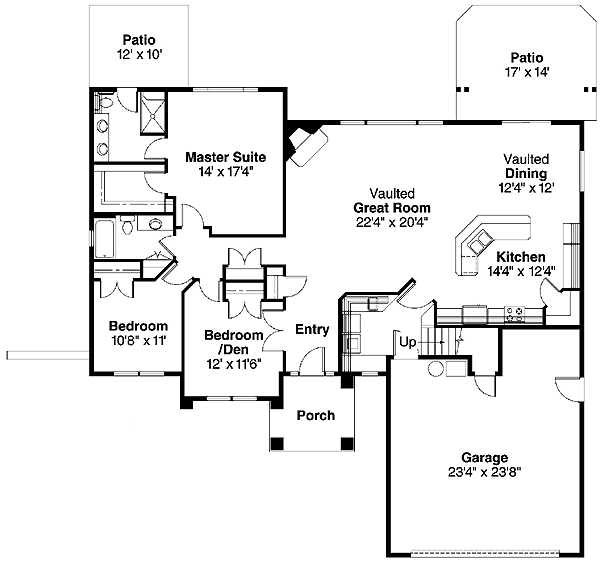 House Plan 69351 - Traditional Style with 2210 Sq Ft, 3 Bed, 2 Ba