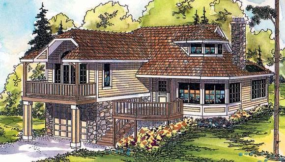 Craftsman, Traditional House Plan 69354 with 1 Beds, 2 Baths, 1 Car Garage Elevation