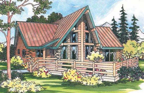 Contemporary, Log House Plan 69357 with 2 Beds, 1.5 Baths Elevation