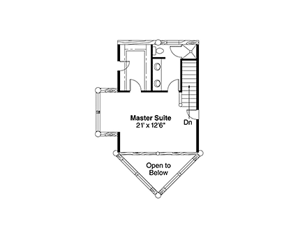 Contemporary, Log House Plan 69361 with 3 Beds, 2 Baths, 2 Car Garage Second Level Plan