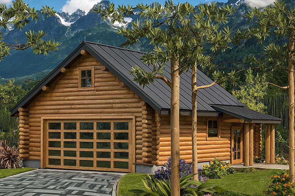 Contemporary, Log Plan with 1401 Sq. Ft., 3 Bedrooms, 2 Bathrooms, 2 Car Garage Picture 5