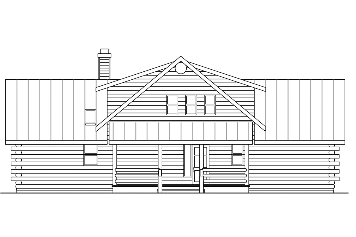 Contemporary, Log Plan with 1987 Sq. Ft., 3 Bedrooms, 2.5 Bathrooms Rear Elevation