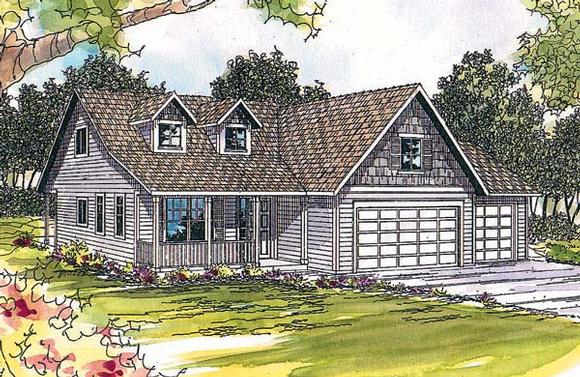 Cape Cod, Country House Plan 69381 with 3 Beds, 2.5 Baths, 3 Car Garage Elevation
