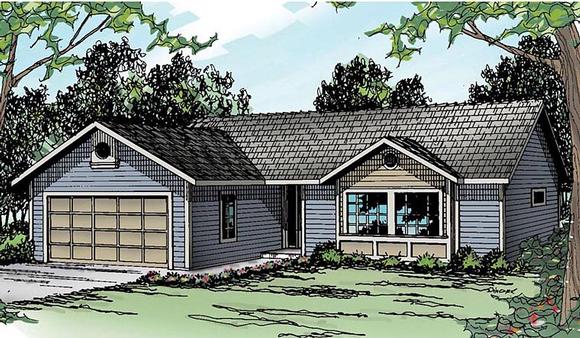 Ranch House Plan 69385 with 3 Beds, 2 Baths, 2 Car Garage Elevation