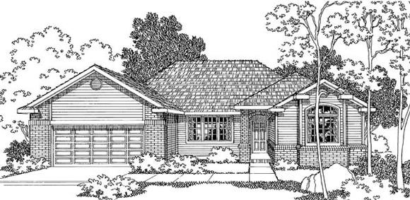 One-Story, Traditional House Plan 69393 with 3 Beds, 2.5 Baths, 2 Car Garage Elevation