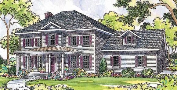 Colonial House Plan 69412 with 4 Beds, 2.5 Baths, 2 Car Garage Elevation