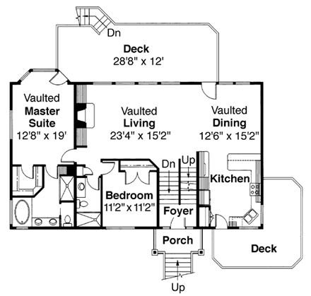 Craftsman House Plan 69442 with 5 Beds, 4 Baths, 2 Car Garage Second Level Plan