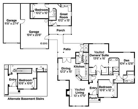 Traditional House Plan 69463 with 3 Beds, 3 Baths, 3 Car Garage First Level Plan