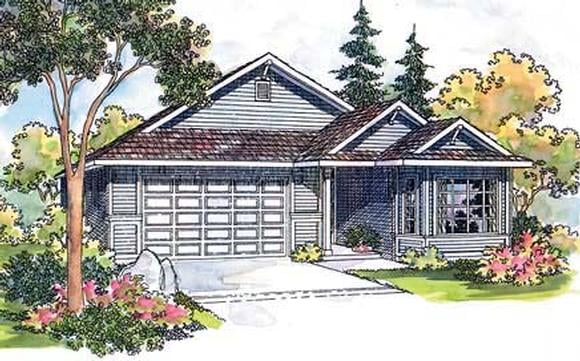 One-Story, Traditional House Plan 69469 with 3 Beds, 2 Baths, 2 Car Garage Elevation