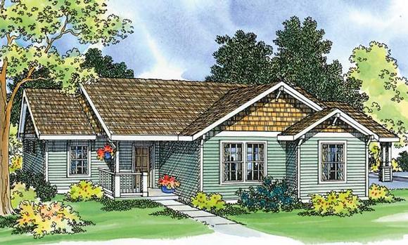 Ranch House Plan 69470 with 3 Beds, 1 Baths, 1 Car Garage Elevation