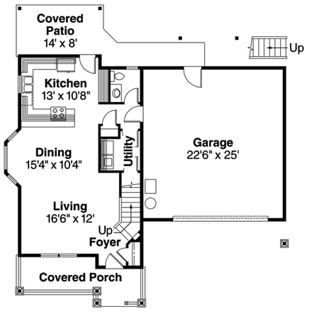 Bungalow, Craftsman House Plan 69629 with 3 Beds, 3 Baths, 2 Car Garage First Level Plan