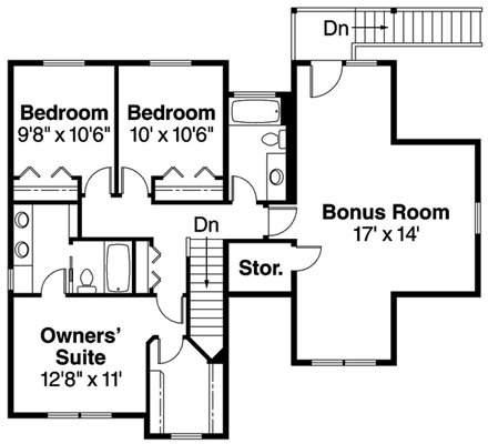 Bungalow, Craftsman House Plan 69629 with 3 Beds, 3 Baths, 2 Car Garage Second Level Plan