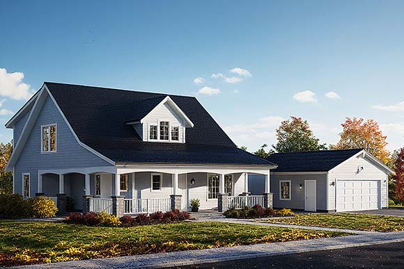 Country Multi-Family Plan 69639 with 5 Beds, 3 Baths, 2 Car Garage Elevation
