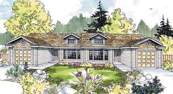 Contemporary, One-Story, Ranch Multi-Family Plan 69643 with 4 Beds, 2 Baths, 2 Car Garage Elevation