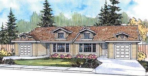 One-Story, Ranch Multi-Family Plan 69644 with 4 Beds, 2 Baths, 2 Car Garage Elevation