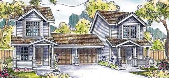 Country Multi-Family Plan 69649 with 4 Beds, 4 Baths, 2 Car Garage Elevation