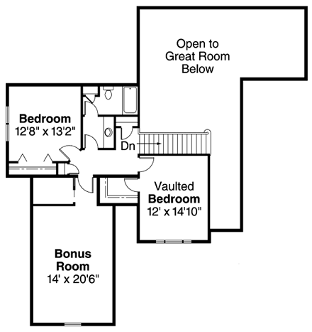 Craftsman House Plan 69688 with 3 Beds, 2.5 Baths, 2 Car Garage Second Level Plan