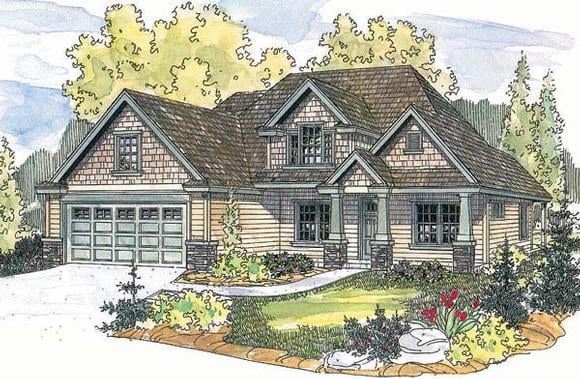 Craftsman House Plan 69688 with 3 Beds, 2.5 Baths, 2 Car Garage Elevation