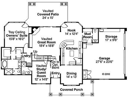 Craftsman House Plan 69689 with 4 Beds, 3.5 Baths, 3 Car Garage First Level Plan