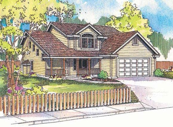 Country, One-Story House Plan 69706 with 4 Beds, 3 Baths, 3 Car Garage Elevation