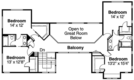 Contemporary, Florida House Plan 69740 with 5 Beds, 4 Baths, 3 Car Garage Second Level Plan