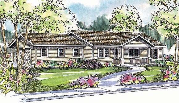One-Story, Ranch House Plan 69742 with 3 Beds, 2 Baths, 2 Car Garage Elevation