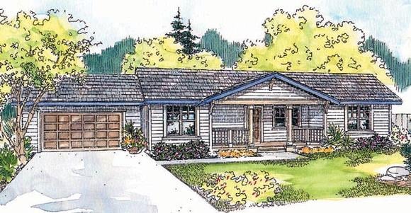One-Story, Ranch House Plan 69751 with 3 Beds, 2 Baths, 2 Car Garage Elevation