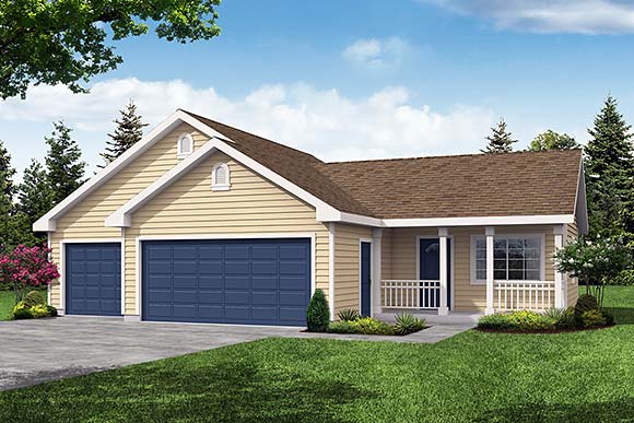 Traditional House Plan 69761 with 1 Beds, 1 Baths, 3 Car Garage Elevation