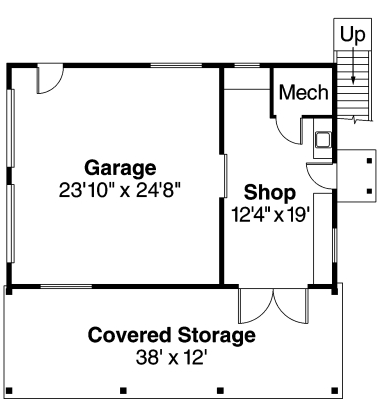 Traditional 2 Car Garage Plan 69762 with 1 Beds, 1 Baths First Level Plan