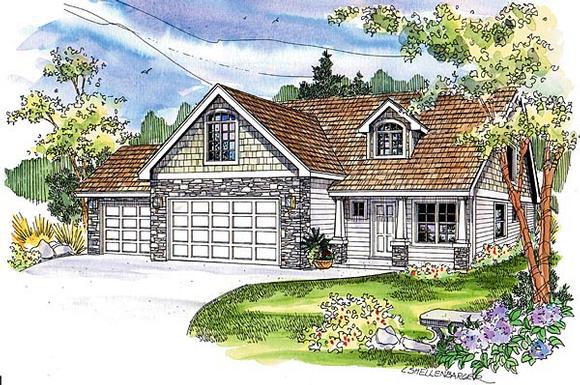 Country, Craftsman, European House Plan 69787 with 3 Beds, 3 Baths, 3 Car Garage Elevation