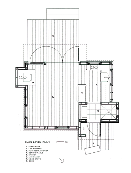 Cabin, One-Story House Plan 69800 with 1 Beds, 1 Baths First Level Plan